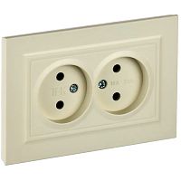 Розетка 2-местная в сборе IEK BRITE РС12-2-БрКр 10А бежевый BR-R20-10-K10-F