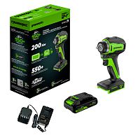 Гайковерт ударный аккумуляторный Greenwork G24IW200,б/щет, 3/8'', 200Нм, 1х2Ач,ЗУ,кор (3803607CUA)