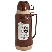 ALPENKOK AK-10108S Термос со стеклянной колбой 1,8л, 2 крышки-чашки,коричневый(12)