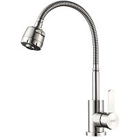 Смеситель для кухни Ledeme L74304 d-35 с гибким изливом нержавейка