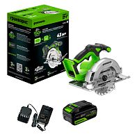Пила циркулярная аккумуляторная Greenworks GD24CS165,б/щет,165х20мм, рез 57мм,1х4Ач,ЗУ (1501607CUB)