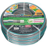 Шланг поливочный Grandy Quattro 3/4 '', диам 20мм, 21атм, армированный, 25м, 4 слоя, ПВХ, 282521