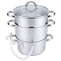 Соковарка 6,0 л Mallony Mal-Juicer-1 3 чаши из нерж стекли крышка с пароотвод зерк полир арт.985879