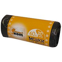 Мешки для мусора Рыжий кот 60л (20шт./рул.) ПНД (черные), 5 мкм 310105
