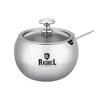 Сахарница Rashel R-1800 из нержавеющей стали с крышкой и ложкой, 400 мл