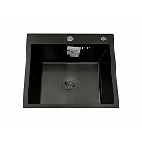 Мойка кухонная Diadonna DS5050BL 500*500*200, толщ 3мм, Черный с PVD покрытием с сифоном